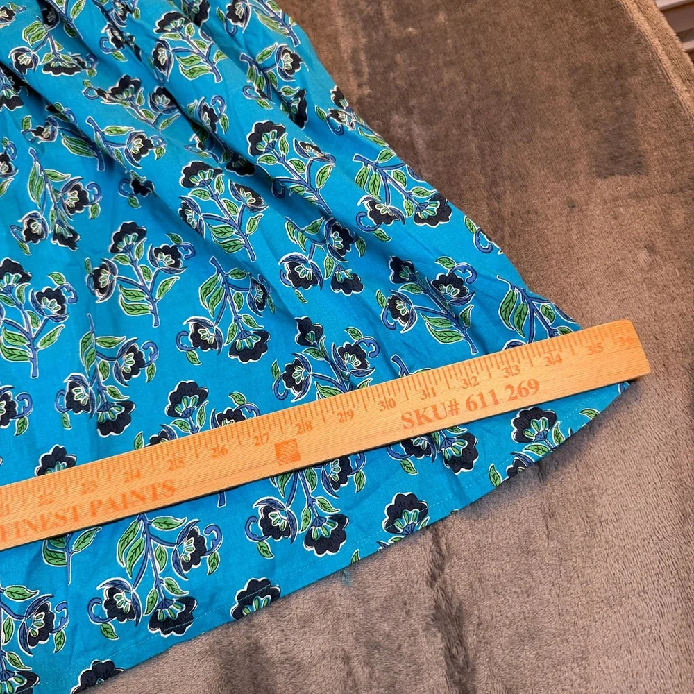 French Connection Smocked Floral Dress‎ Girls Large 14/16 Blue Cotton Ruffle